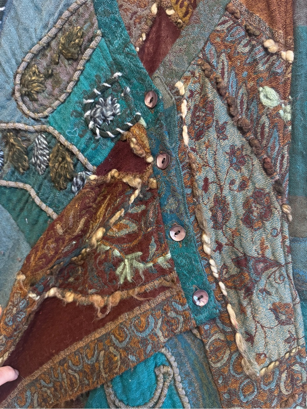 Anu By Natural Women's Colorful 100% Wool Vest Asymmetrical Art to Wear - Picture 7 of 11